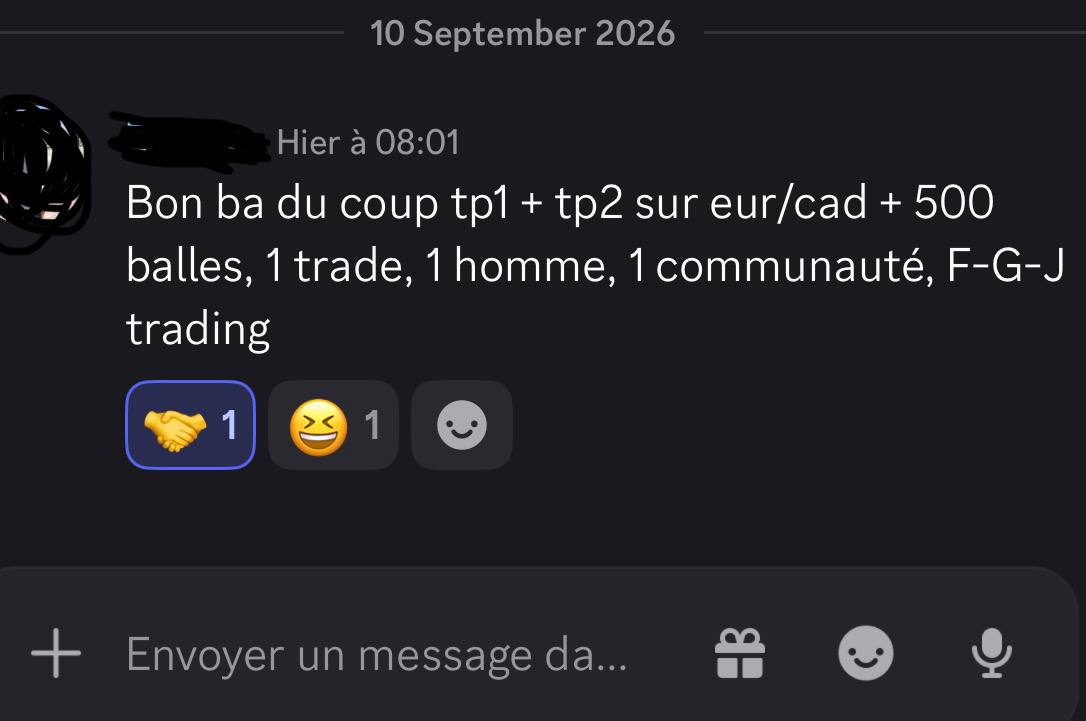 Avis Discord d'un membre après un trade EURCAD